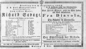 Theaterzettel (Oper und Burgtheater in Wien) 18420906 Seite: 1