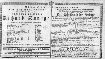 Theaterzettel (Oper und Burgtheater in Wien) 18420907 Seite: 1