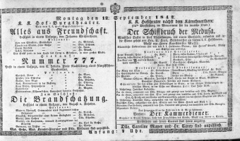 Theaterzettel (Oper und Burgtheater in Wien) 18420912 Seite: 1