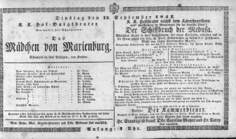 Theaterzettel (Oper und Burgtheater in Wien) 18420913 Seite: 1