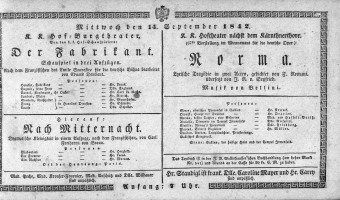 Theaterzettel (Oper und Burgtheater in Wien) 18420914 Seite: 1