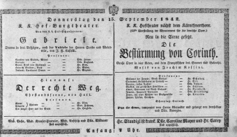 Theaterzettel (Oper und Burgtheater in Wien) 18420915 Seite: 1