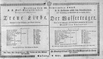 Theaterzettel (Oper und Burgtheater in Wien) 18420916 Seite: 1