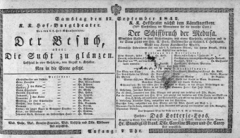 Theaterzettel (Oper und Burgtheater in Wien) 18420917 Seite: 1