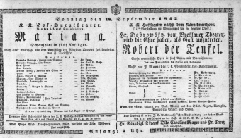 Theaterzettel (Oper und Burgtheater in Wien) 18420918 Seite: 1