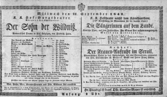 Theaterzettel (Oper und Burgtheater in Wien) 18420921 Seite: 1