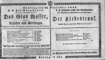 Theaterzettel (Oper und Burgtheater in Wien) 18420924 Seite: 1