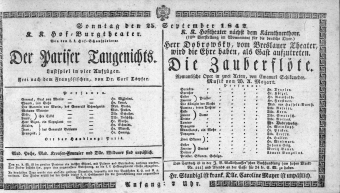 Theaterzettel (Oper und Burgtheater in Wien) 18420925 Seite: 1