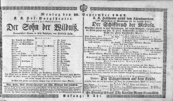 Theaterzettel (Oper und Burgtheater in Wien) 18420926 Seite: 1