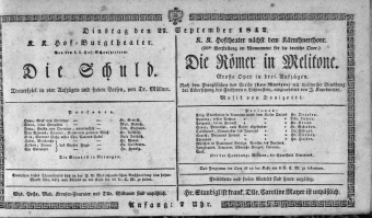 Theaterzettel (Oper und Burgtheater in Wien) 18420927 Seite: 1