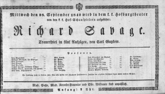 Theaterzettel (Oper und Burgtheater in Wien) 18420928 Seite: 1