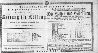 Theaterzettel (Oper und Burgtheater in Wien) 18420929 Seite: 1