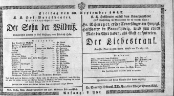 Theaterzettel (Oper und Burgtheater in Wien) 18420930 Seite: 1