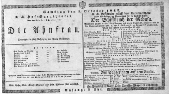 Theaterzettel (Oper und Burgtheater in Wien) 18421001 Seite: 1