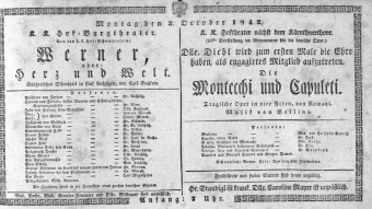 Theaterzettel (Oper und Burgtheater in Wien) 18421003 Seite: 1