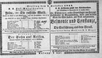 Theaterzettel (Oper und Burgtheater in Wien) 18421007 Seite: 1