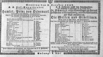 Theaterzettel (Oper und Burgtheater in Wien) 18421009 Seite: 1