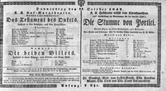 Theaterzettel (Oper und Burgtheater in Wien) 18421013 Seite: 1