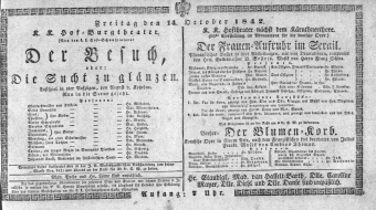 Theaterzettel (Oper und Burgtheater in Wien) 18421014 Seite: 1