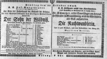 Theaterzettel (Oper und Burgtheater in Wien) 18421018 Seite: 1