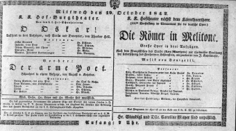 Theaterzettel (Oper und Burgtheater in Wien) 18421019 Seite: 1