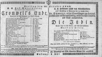 Theaterzettel (Oper und Burgtheater in Wien) 18421021 Seite: 1