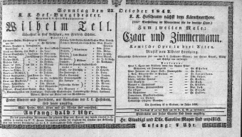 Theaterzettel (Oper und Burgtheater in Wien) 18421023 Seite: 1