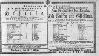 Theaterzettel (Oper und Burgtheater in Wien) 18421025 Seite: 1