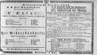 Theaterzettel (Oper und Burgtheater in Wien) 18421026 Seite: 1