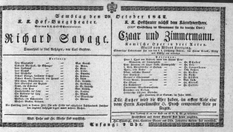 Theaterzettel (Oper und Burgtheater in Wien) 18421029 Seite: 1