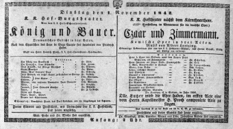 Theaterzettel (Oper und Burgtheater in Wien) 18421101 Seite: 1