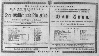 Theaterzettel (Oper und Burgtheater in Wien) 18421102 Seite: 1