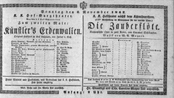 Theaterzettel (Oper und Burgtheater in Wien) 18421106 Seite: 1