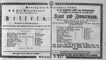 Theaterzettel (Oper und Burgtheater in Wien) 18421107 Seite: 1