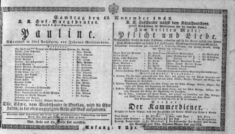 Theaterzettel (Oper und Burgtheater in Wien) 18421112 Seite: 1