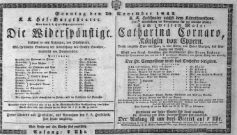Theaterzettel (Oper und Burgtheater in Wien) 18421120 Seite: 1