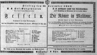 Theaterzettel (Oper und Burgtheater in Wien) 18421122 Seite: 1