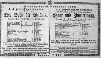 Theaterzettel (Oper und Burgtheater in Wien) 18421123 Seite: 1