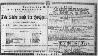Theaterzettel (Oper und Burgtheater in Wien) 18421125 Seite: 1