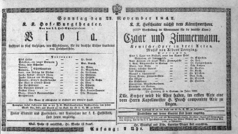 Theaterzettel (Oper und Burgtheater in Wien) 18421127 Seite: 1