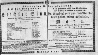 Theaterzettel (Oper und Burgtheater in Wien) 18421129 Seite: 1