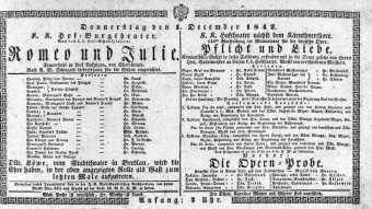 Theaterzettel (Oper und Burgtheater in Wien) 18421201 Seite: 1