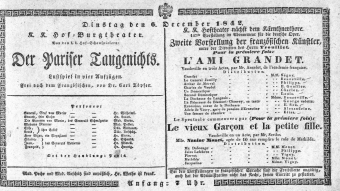 Theaterzettel (Oper und Burgtheater in Wien) 18421206 Seite: 1