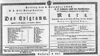 Theaterzettel (Oper und Burgtheater in Wien) 18421209 Seite: 1