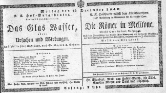 Theaterzettel (Oper und Burgtheater in Wien) 18421212 Seite: 1