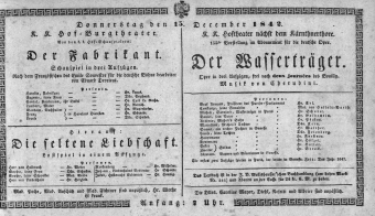 Theaterzettel (Oper und Burgtheater in Wien) 18421215 Seite: 1
