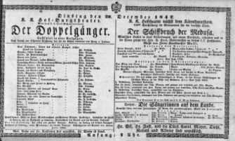 Theaterzettel (Oper und Burgtheater in Wien) 18421220 Seite: 1