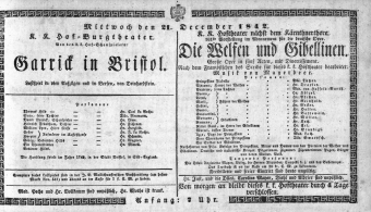 Theaterzettel (Oper und Burgtheater in Wien) 18421221 Seite: 1