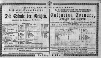 Theaterzettel (Oper und Burgtheater in Wien) 18421226 Seite: 1