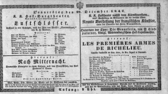 Theaterzettel (Oper und Burgtheater in Wien) 18421229 Seite: 1